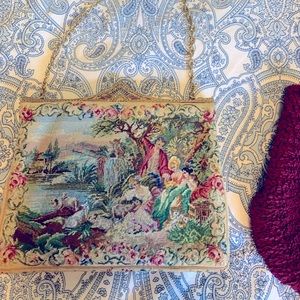 Vintage clasp purse with gold chain.